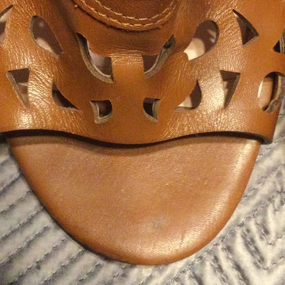kate spade  size 9 brown laser cut leather 3.75” heels for women - Picture 4 of 9